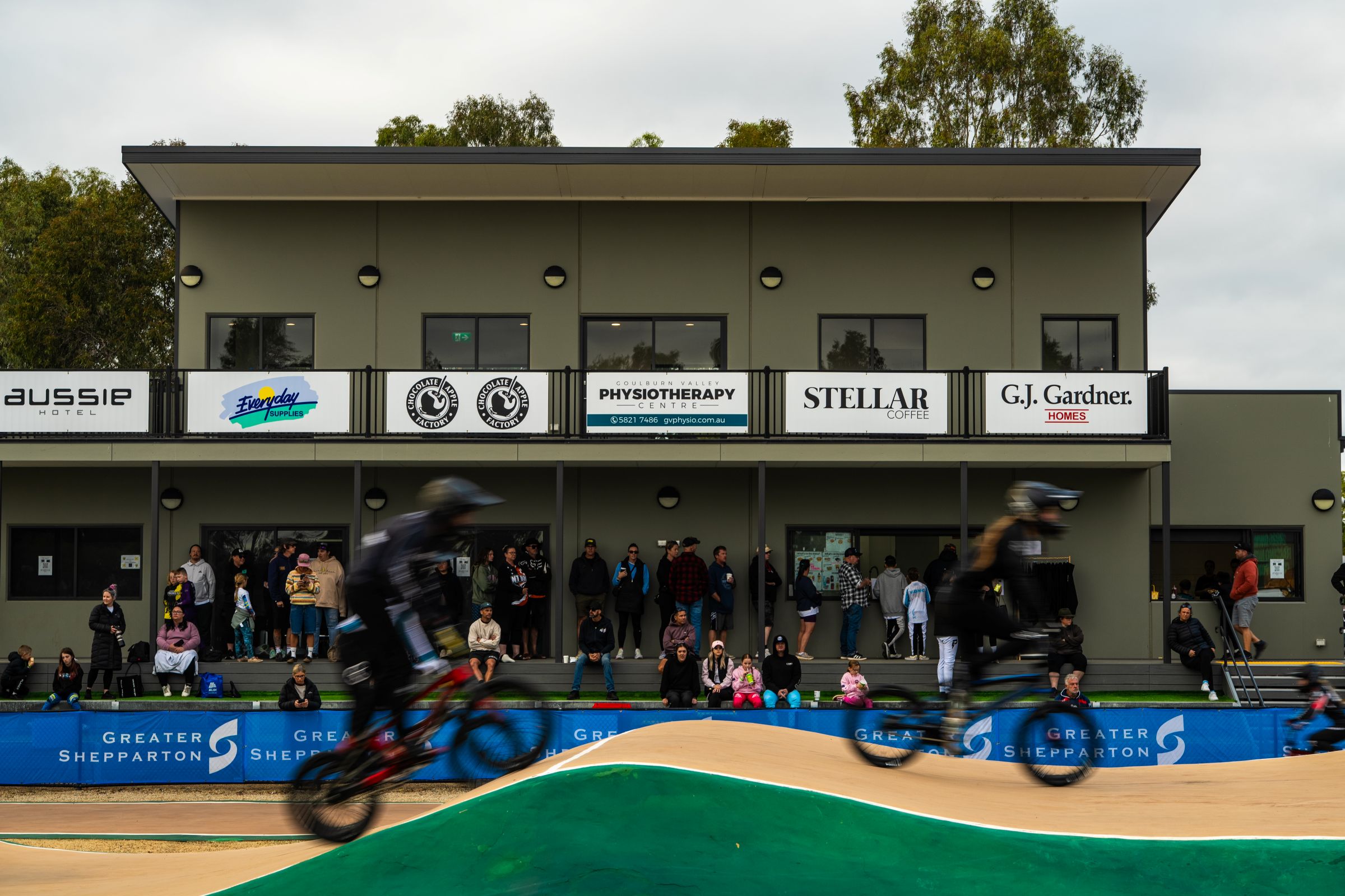 BMX Racing athletes race in front of a new pavilion at the 2026 GWM BMX Racing National Championships (Jake Oksanen)